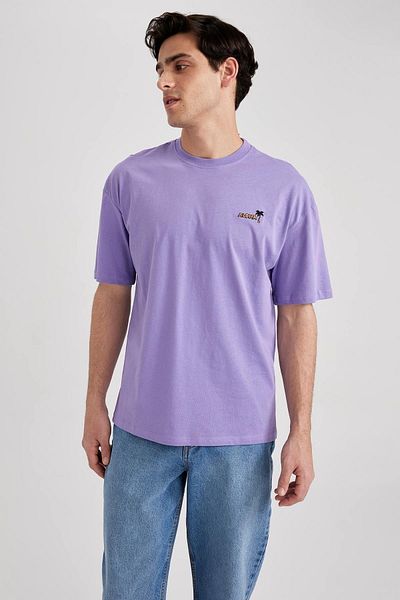 DeFacto Μπλουζάκι Comfort Fit Crew με στάμπα 100% βαμβακερό