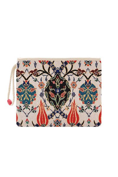 Bursa İpek Tulip Patterned Tile Tapestry Handbag