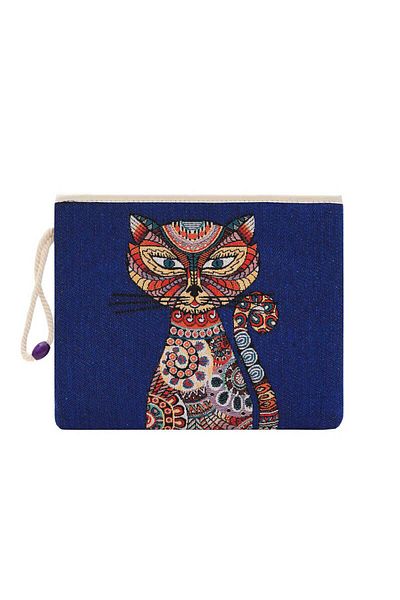 Bursa İpek Cat Patterned Tapestry Handbag