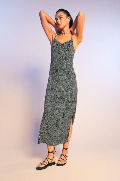 DeFacto Šaty s midi páskem s výstřihem do V