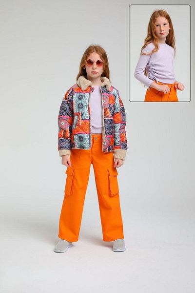 STAR GOGO KİDS GIRL AUTHENTIC PATTERN SHORT COAT