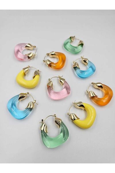 YUGENCONCEPT Renkli Akrilik Reçine Sepet Küpe