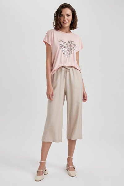 DeFacto Lněné kalhoty Capri A6764ax23sm