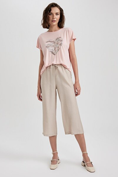 DeFacto Lněné kalhoty Capri A6764ax23sm