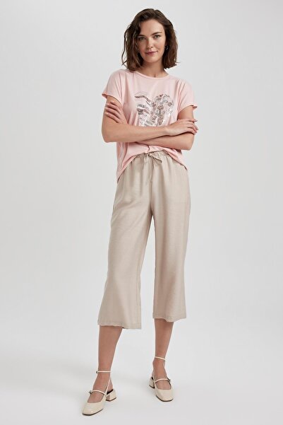 DeFacto Lněné kalhoty Capri A6764ax23sm