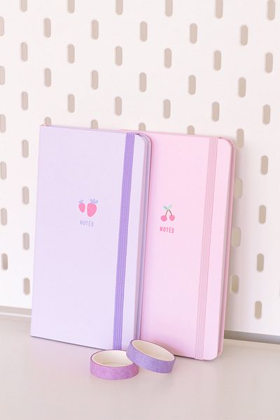 Matt Notebook مجموعة من 2 دفاتر ملاحظات للجيب بلون الكرز والفراولة