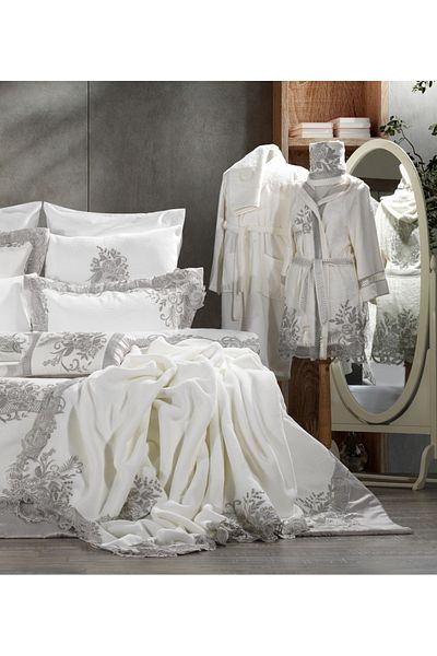 ZEBRA CASA Flora 23 Piece Premium Gray Dowry Set