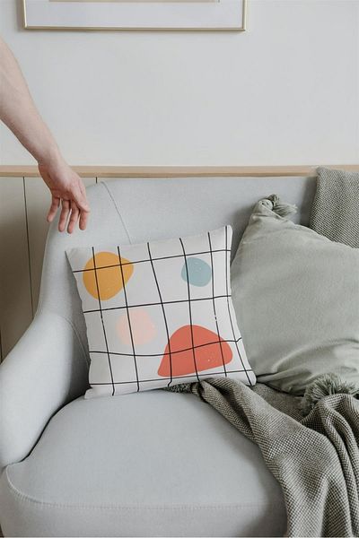NT Handmade Zippered Single Abstract Patterned Double Sided Printed 42x42cm Cotton Woven Throw Pillow Case