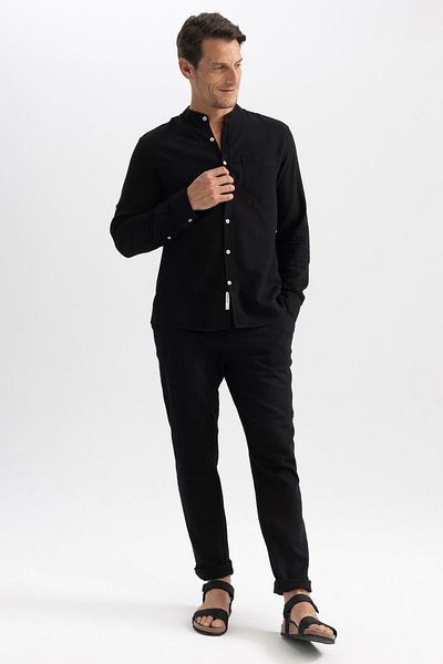 DeFacto Regular Fit Stand Collar Long Sleeve Shirt