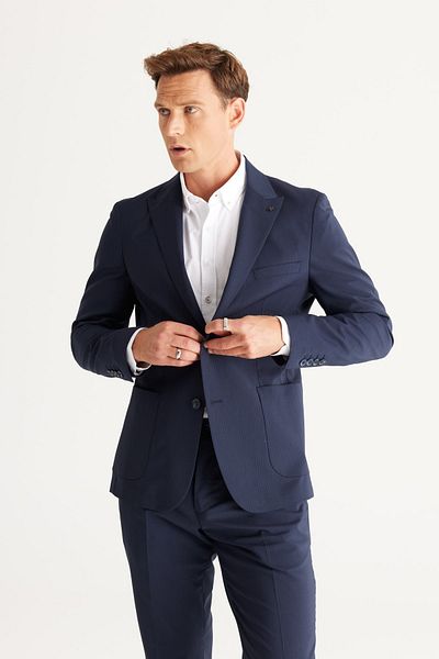 ALTINYILDIZ CLASSICS Férfi sötétkék Slim Fit Slim Fit fecskegalléros csíkos öltöny