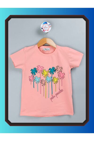 edoy Tricou pentru fete, colorat și distractiv, cu imprimeu palmier în formă ...