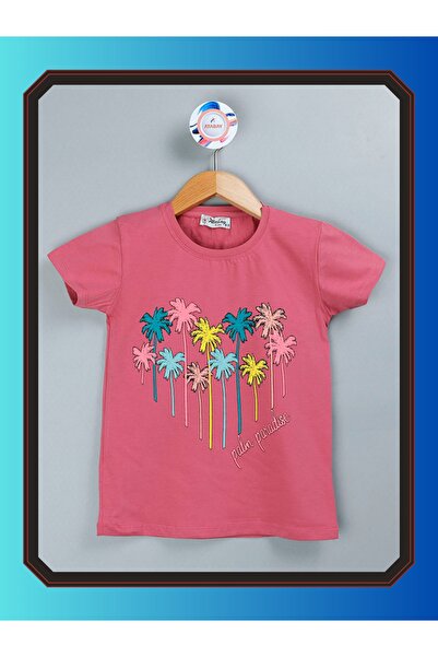 edoy Tricou pentru fete, colorat și distractiv, cu imprimeu palmier în formă ...