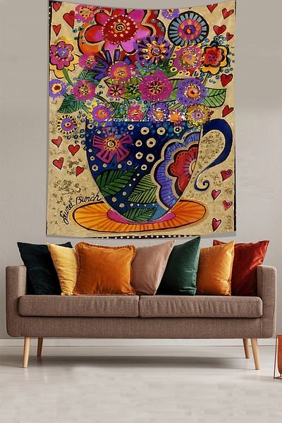 on the clouds Ethnic Pattern Floral Cup Αδιάβροχο υφασμάτινο κάλυμμα τοίχου Ταπετσαρία τοίχου