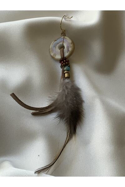 azra takı tasarım أقراط نسائية مصنوعة يدويًا من الريش والسيراميك والكريمي وال...