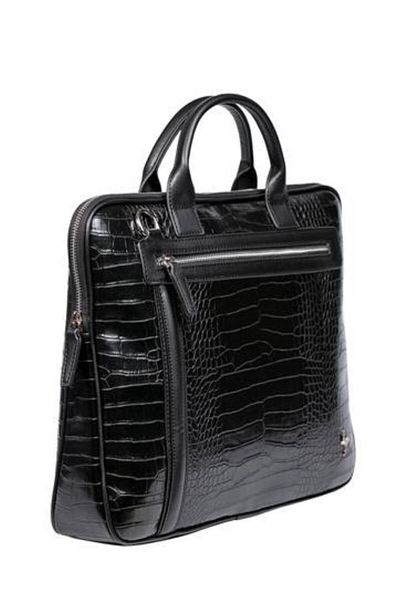 BYZ -245 Crocodile Black Laptop Briefcase with Shoulder Strap 39x30x5 Cm