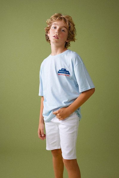 DeFacto Boy's Oversize Fit Crew Neck Printed Short Sleeve T-Shirt