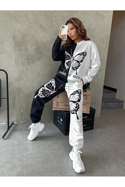 Machetta Set de sus-jos pentru femei, cu 3 fire, cu 3 fire, cu imprimeu de fluturi