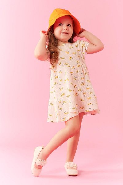 DeFacto Baby Girl Floral Short Sleeve Waffle Dress A8149a523sm