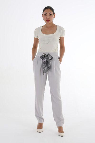 Balizza BLZ-NORMAL WAIST SCARF BELTED CLASSIC PANTS