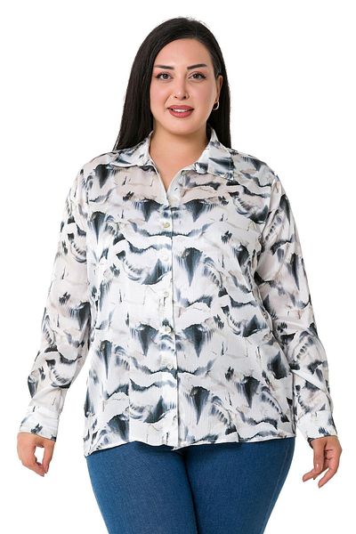 DISENTIS MODEST Camasa gri satin Yoryo cu model marime mare