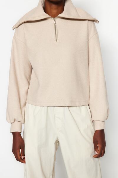 Trendyol Collection Hanorac tricotat cu fermoar, cu aspect obișnuit/normal, cu aspect de tricot Salonic/tricot TWOAW24SW00000