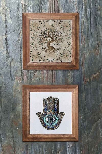 Oscar Stone Decor Decor Decor de perete de piatră cu cadru din lemn 28x28 cm ...