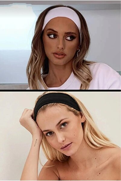 Puff Dandelion 10 bucăți bandană/bandă de păr/bandă de păr pentru atlet (5 negru + 5 bentițe de yoga de culoare albă)