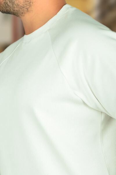 BESSA Ανδρικό λευκό μπλουζάκι Oversize Crew Neck Ύφασμα Raglan μανίκι