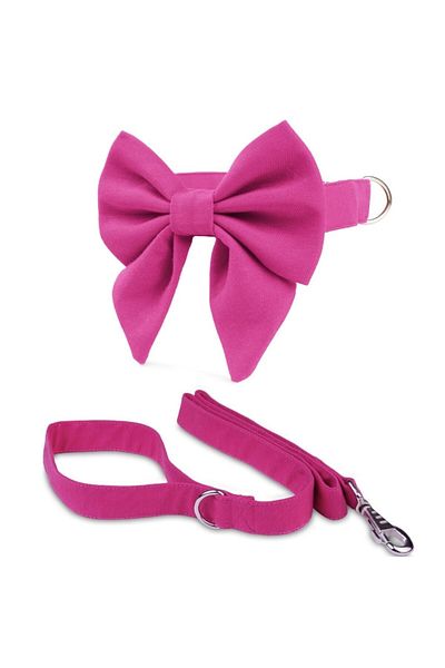 Lusi Doog Pink Female Bow Tie Dog Collar and Lease Set