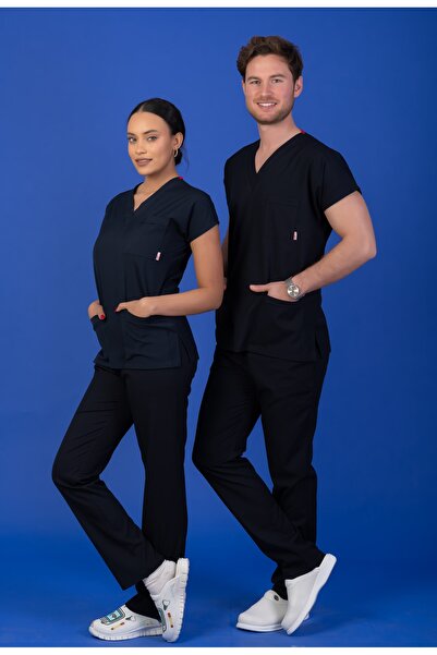 BAŞARAN UNİFORMA Унісекс-фасон, темно-синій, еластичний, медичний одяг для ме...