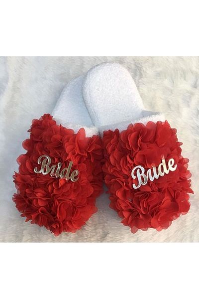 Gelince Alışveriş Red Bride Slippers Bridal Slippers – Slippers