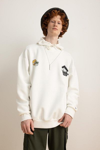 DeFacto Oversize Fit Hooded Printed Sweatshirt
