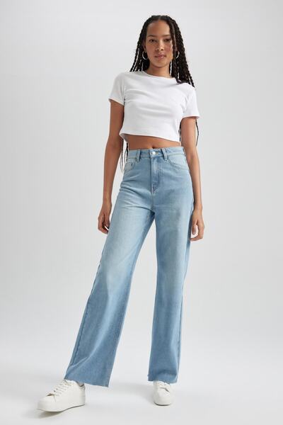 DeFacto Široká noha 90. let vysoký pas Široká noha dlouhé džínové kalhoty