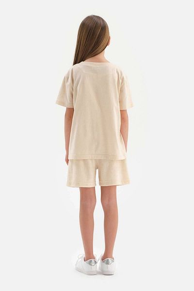 Dagi Beigefarbene, naturfarbene Unisex-Handtuchshorts aus Baumwolle aus lokalem Saatgut