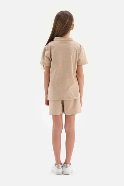 Dagi Hnědá přírodní barva Local Seed Cotton Unisex šortky se dvěma nitěmi