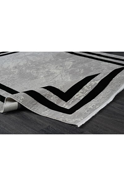 Almoss Aspendos Modern 4228c Gri-siyah Akrilik Makina Halısı