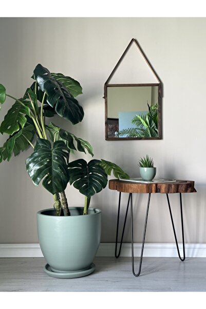 odka 40litre Klasik Saksı Tabaklı 40cmx40cm Mint Yeşili Renk