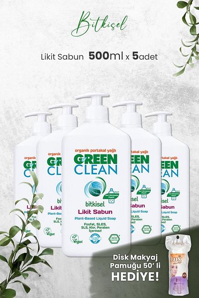 Green Clean U Green Clean Organic Liquid Soap with Orange 500 ML x 5 Pieces