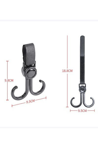 wentox 2-Piece Bicycle and Baby Stroller 2 Hooks Velcro Hanger