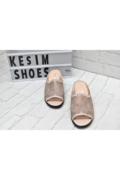 Kesim Shoes Genuine Leather Women's Heeled Slippers 34-35