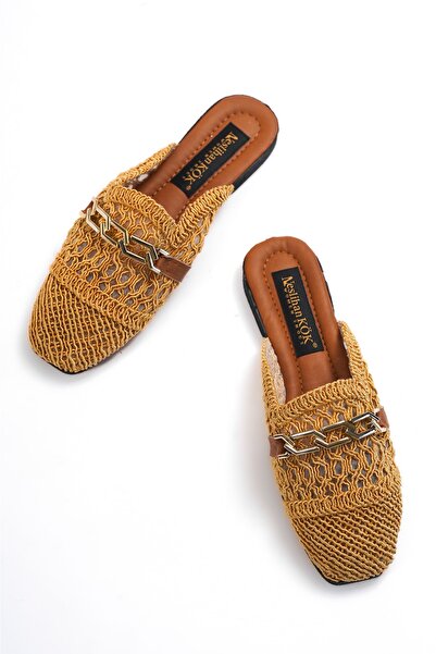 NESLİHAN KÖK WOMEN'S STRAW FRONT CLOSED SLIPPERS