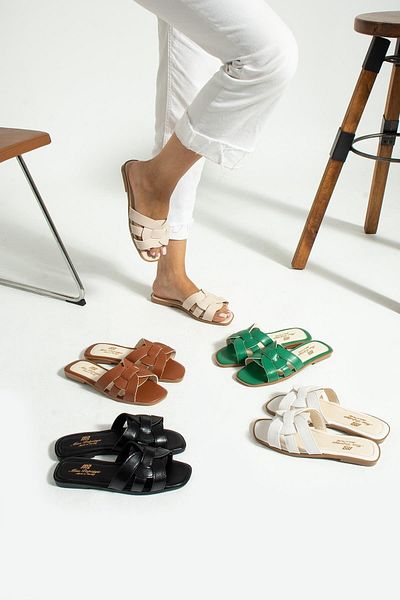 MissPapatya Cream Women's Slippers with Open Front and Sides Outdoor and Home Slippers