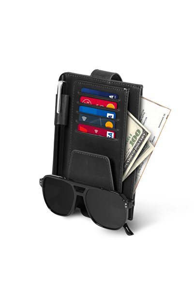 OttoAngelino Siyah Londo Deri Otomobil Güneşlik Organizeri OT313