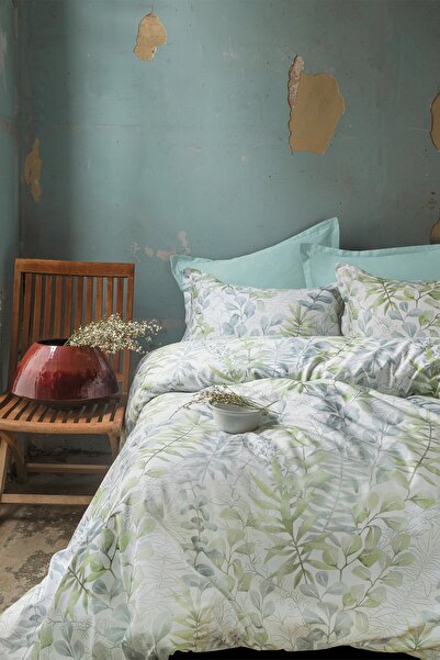 İssimo Home Set de husă de pilota din satin de bumbac 100% verde Occale