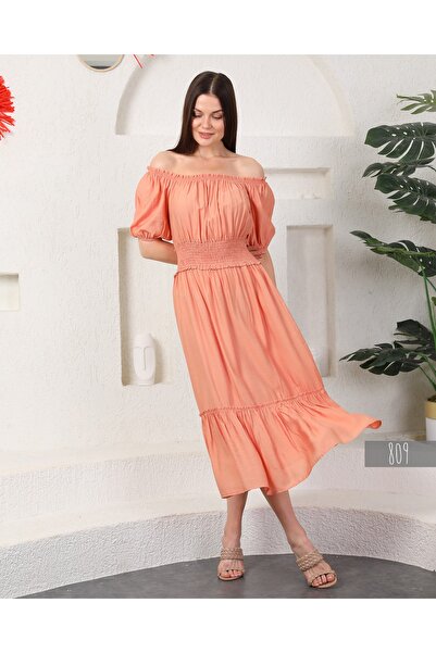 Miss Allos Rochie de vară cu umeri expusi, talie înaltă, detaliu elastic