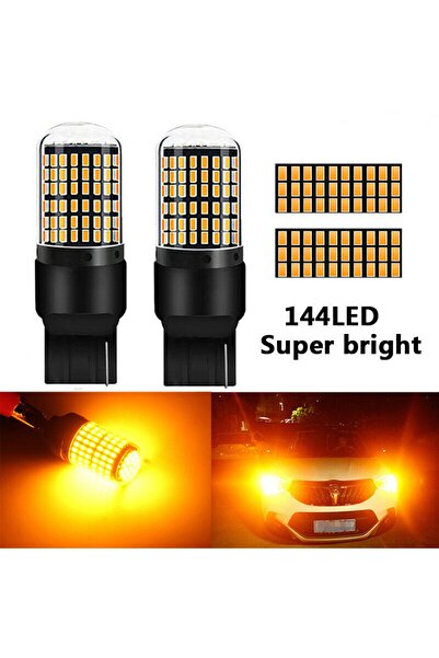 ARSVİSİON AUTO ACCESSORIES T20 144 Led Ampul Tek Duy Turuncu Led 2 Adet