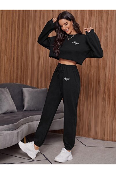 Machetta Set de trening pentru femei de mărime mare, cu imprimeu înger, cu 3 ...