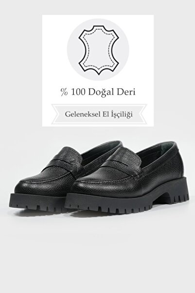 TUNAELLİ DÁMSKE ČIERNE LOAFEROVÉ TOPÁNKY Z PRÍRODNÉJ KOŽE