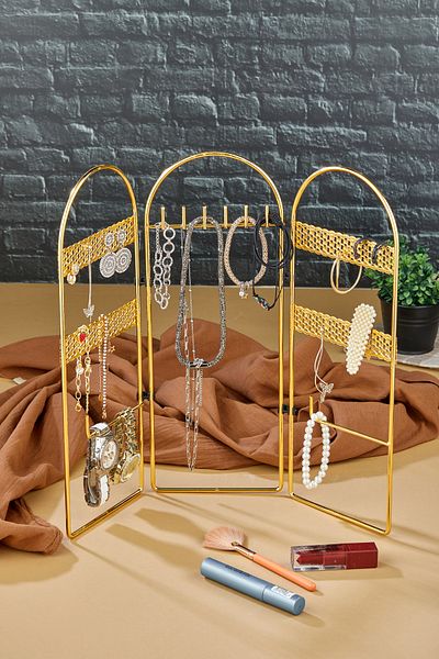 FBZhome Gold Luxury Jewelry Organizeri Box Διακοσμητικό κοσμηματοπωλείο 3 τεμαχίων κολιέ δαχτυλίδι σκουλαρίκι