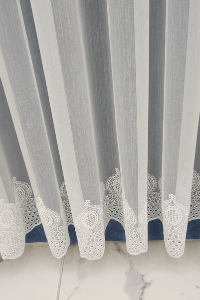 Tül Shop New Season Simple Skirt Embroidered Linen Look Don't Want Ironing 1x3 Tight Pleated Tulle Curtain